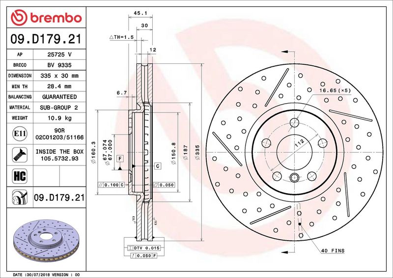 Brembo 09.D179.21 Brake Disc - 2