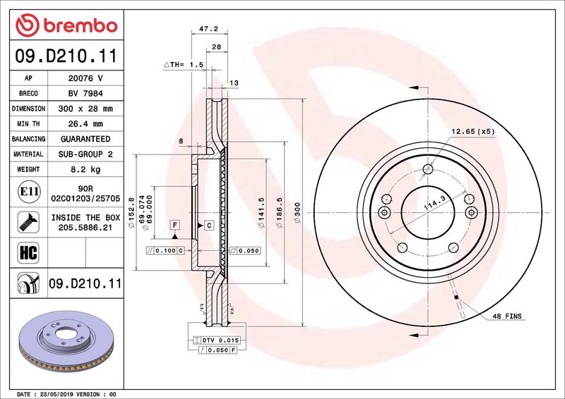 Brembo 09.D210.11 Brake Disc - 2