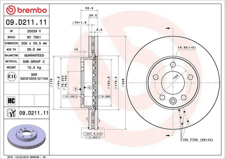 Brembo 09.D211.11 Brake Disc - 2