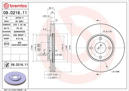 Brembo 09.D216.11 Brake Disc - 2