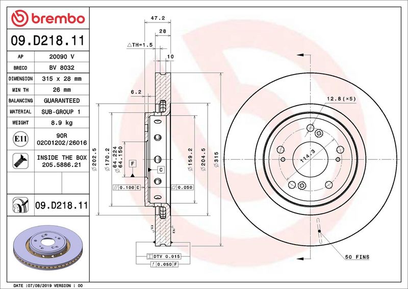 Brembo 09.D218.11 Brake Disc - 2
