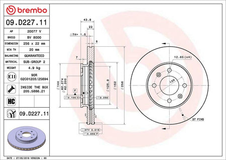 Brembo 09.D227.11 Brake Disc - 2