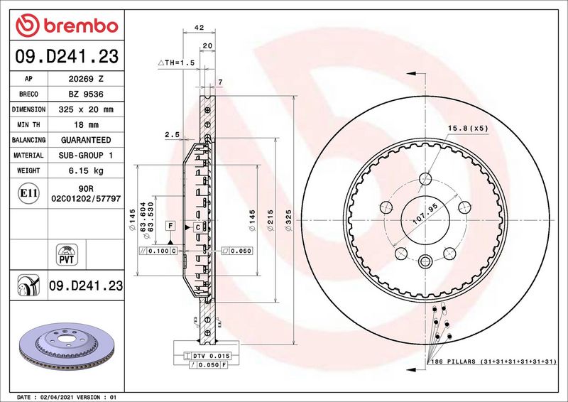 Brembo 09.D241.23 Brake Disc - 2