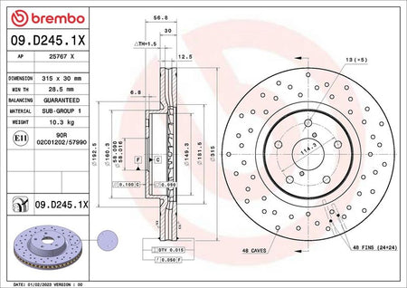Brembo 09.D245.1X Brake Disc - 2