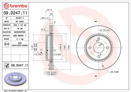 Brembo 09.D247.11 Brake Disc - 2
