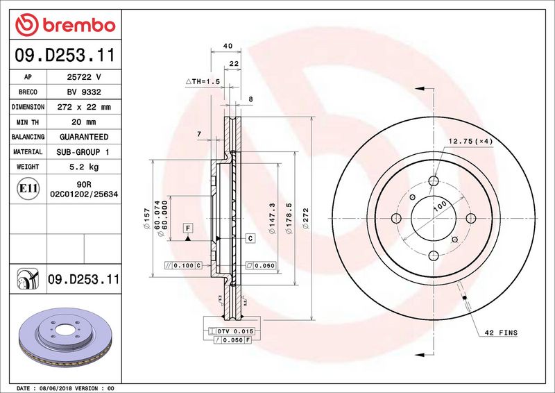 Brembo 09.D253.11 Brake Disc - 2