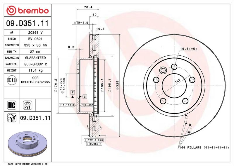 Brembo 09.D351.11 Brake Disc - 2