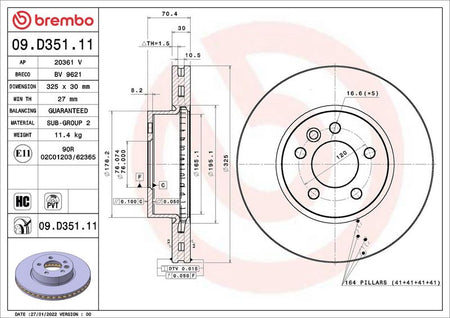 Brembo 09.D351.11 Brake Disc - 2