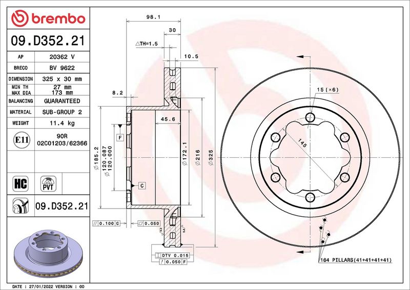 Brembo 09.D352.21 Brake Disc - 2