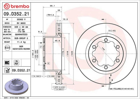 Brembo 09.D352.21 Brake Disc - 2