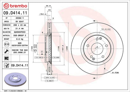 Brembo 09.D414.11 Brake Disc - 2