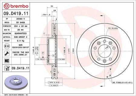 Brembo 09.D419.11 Brake Disc - 2