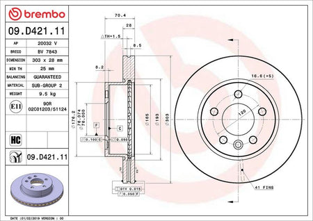 Brembo 09.D421.11 Brake Disc - 2