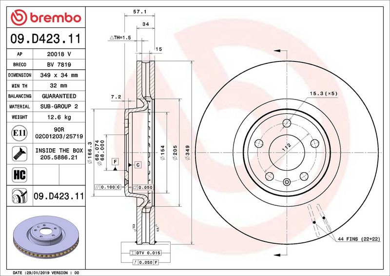 Brembo 09.D423.11 Brake Disc - 2