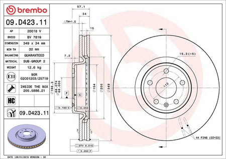 Brembo 09.D423.11 Brake Disc - 2