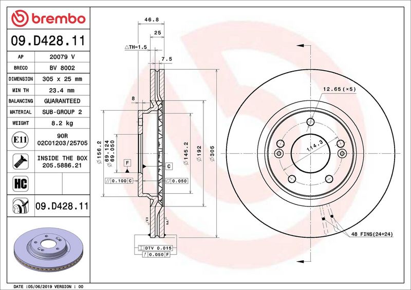 Brembo 09.D428.11 Brake Disc - 2