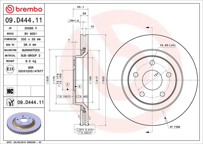 Brembo 09.D444.11 Brake Disc - 2