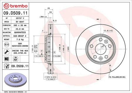 Brembo 09.D509.11 Brake Disc - 2