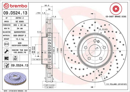 Brembo 09.D524.13 Brake Disc - 2