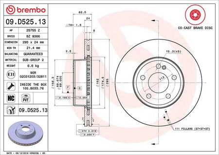 Brembo 09.D525.13 Brake Disc - 2