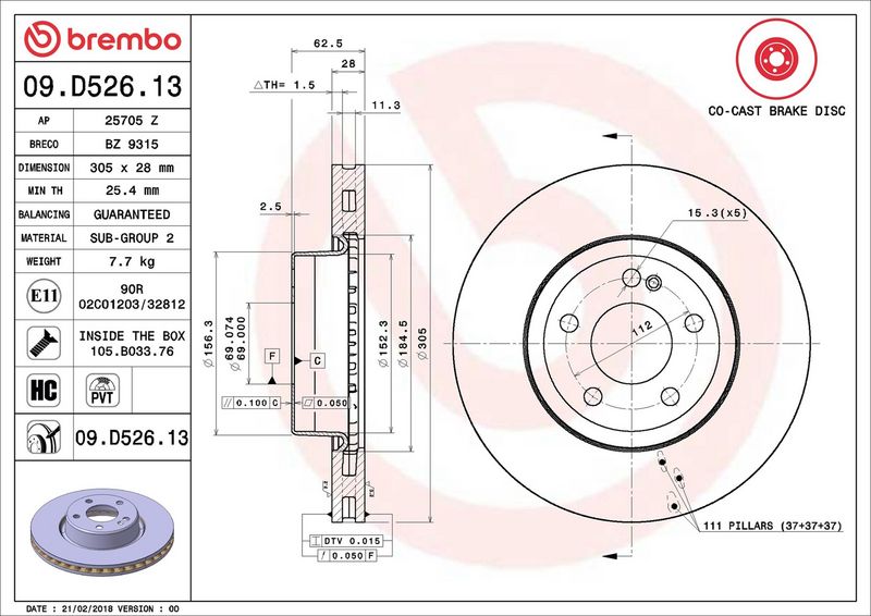 Brembo 09.D526.13 Brake Disc - 2