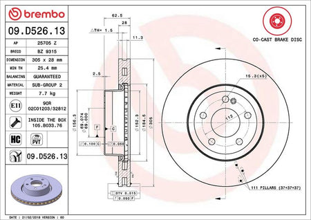 Brembo 09.D526.13 Brake Disc - 2