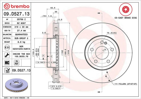 Brembo 09.D527.13 Brake Disc - 2