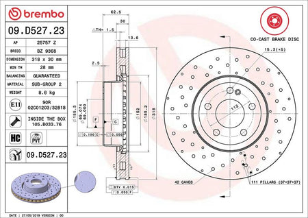 Brembo 09.D527.23 Brake Disc - 2
