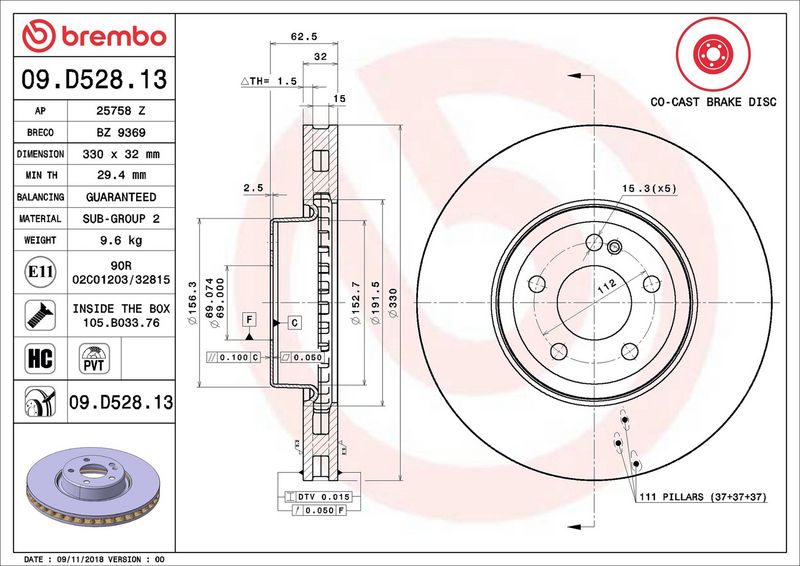 Brembo 09.D528.13 Brake Disc - 2