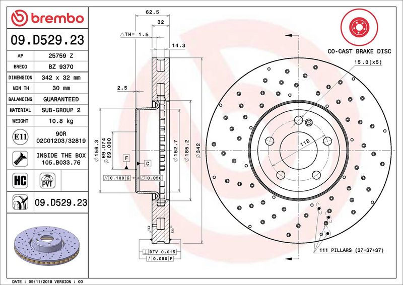 Brembo 09.D529.23 Brake Disc - 2