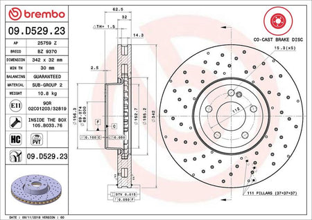 Brembo 09.D529.23 Brake Disc - 2