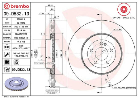 Brembo 09.D532.13 Brake Disc - 2