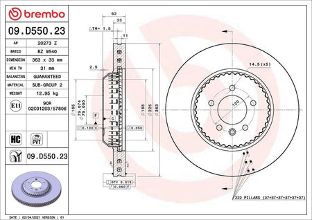 Brembo 09.D550.23 Brake Disc - 2