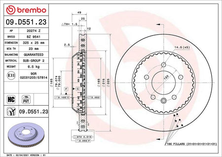 Brembo 09.D551.23 Brake Disc - 2