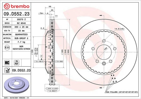 Brembo 09.D552.23 Brake Disc - 2