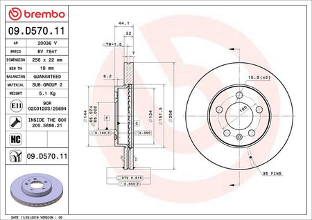 Brembo 09.D570.11 Brake Disc - 2