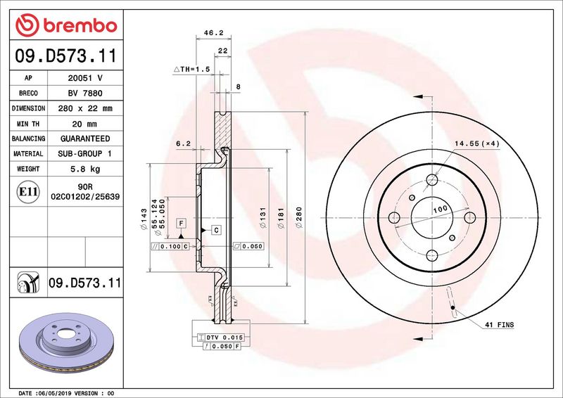 Brembo 09.D573.11 Brake Disc - 2