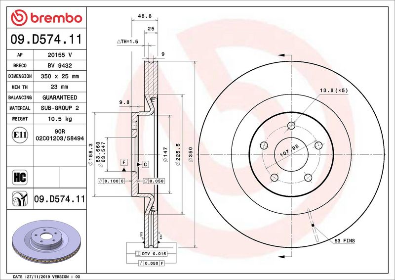 Brembo 09.D574.11 Brake Disc - 2