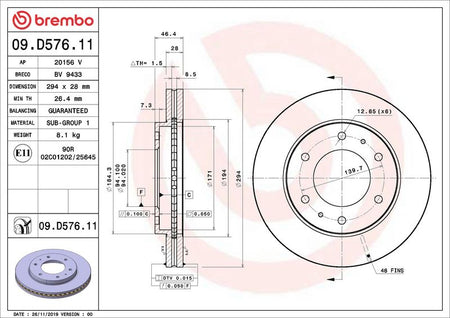 Brembo 09.D576.11 Brake Disc - 2