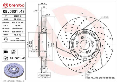 Brembo 09.D601.43 Brake Disc - 2