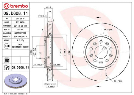 Brembo 09.D608.11 Brake Disc - 2