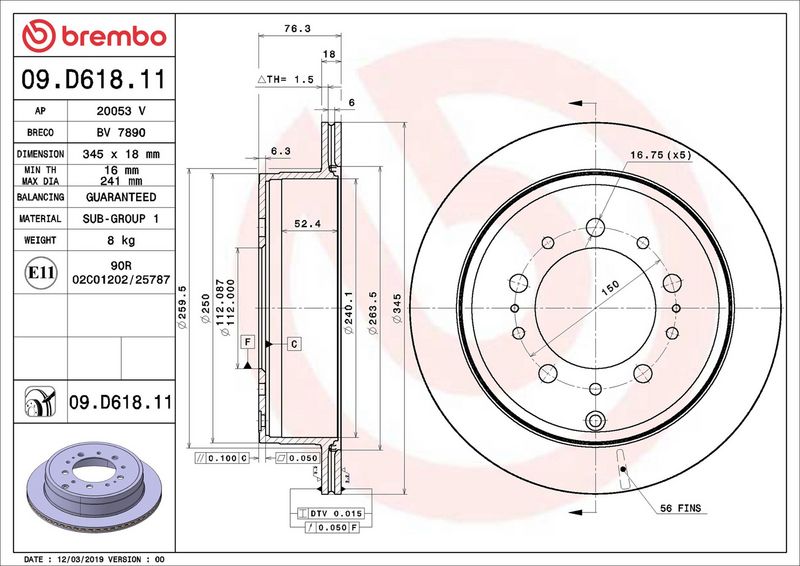 Brembo 09.D618.11 Brake Disc - 2