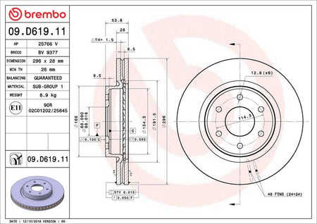 Brembo 09.D619.11 Brake Disc - 2