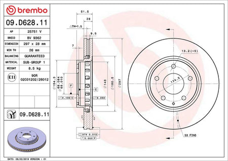 Brembo 09.D628.11 Brake Disc - 2