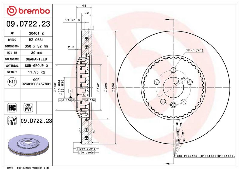 Brembo 09.D722.23 Brake Disc - 2