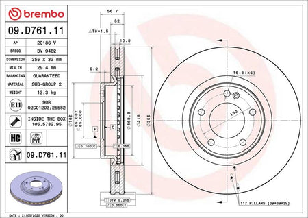 Brembo 09.D761.11 Brake Disc - 2