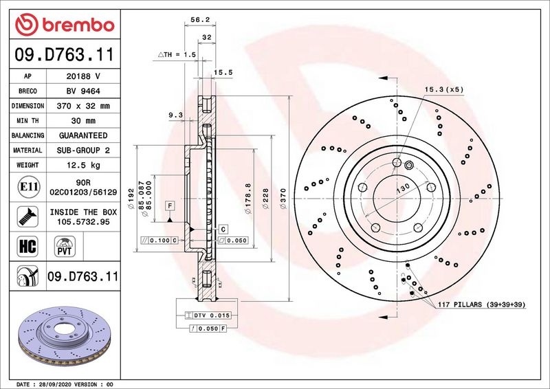 Brembo 09.D763.11 Brake Disc - 2