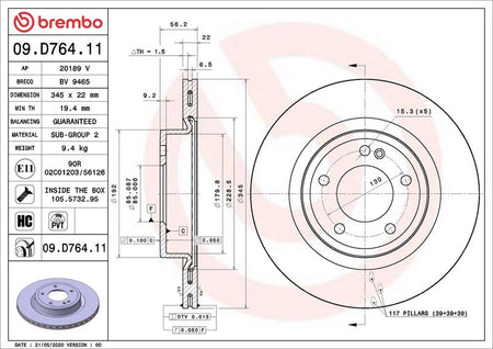 Brembo 09.D764.11 Brake Disc - 2