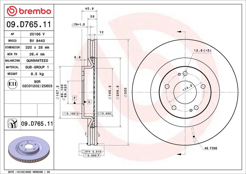 Brembo 09.D765.11 Brake Disc - 2