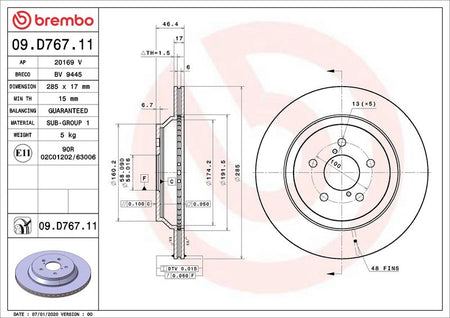 Brembo 09.D767.11 Brake Disc - 1